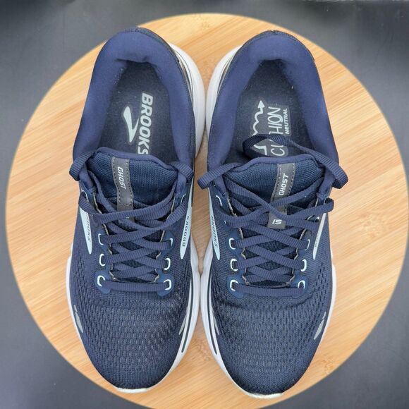 BROOKS WOMEN'S GHOST 15 NEUTRAL RUNNING SHOES PEACOAT PEARL SALT AIR SZ 8.5 (B) - Picture 8 of 9